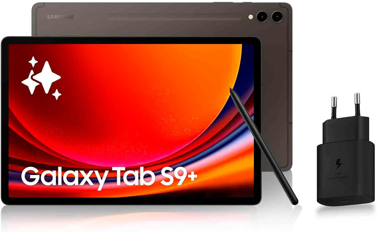 Tablettes tactiles Samsung – 25 W | Anthracite, Galaxy Tab S9+ Tablette Android – 12.4' 256Go de Stockage | Lecteur MicroSD