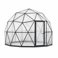 Serre géodésique en polycarbonate transparent et aluminium gris anthracite, diamètre 360 x hauteur 220 cm, avec porte