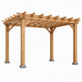 Pergola de jardin en bois marron naturel, gris et noir, 610 x 366 x 267 cm, toit ajouré