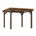 Pergola en bois brun foncé et bambou naturel avec toit ajouré, 300 x 300 x 250 cm