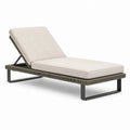 Bain de soleil à dossier inclinable en métal et corde tressée, beige, gris taupe et gris anthracite, 200 x 75 x 35 cm