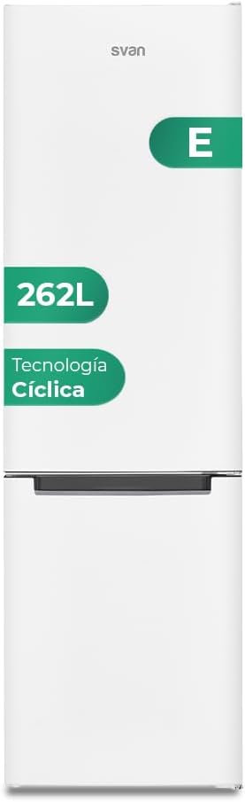 réfrigérateur SVAN – frigo | 262 Litres, 40 dB – Blanc | Combiné 2 Portes SC185502E, Cyclique – Moteur Universel | Porte Réversible