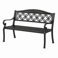 Banc d'extérieur en métal noir à deux places, 127 x 60 x 87 cm