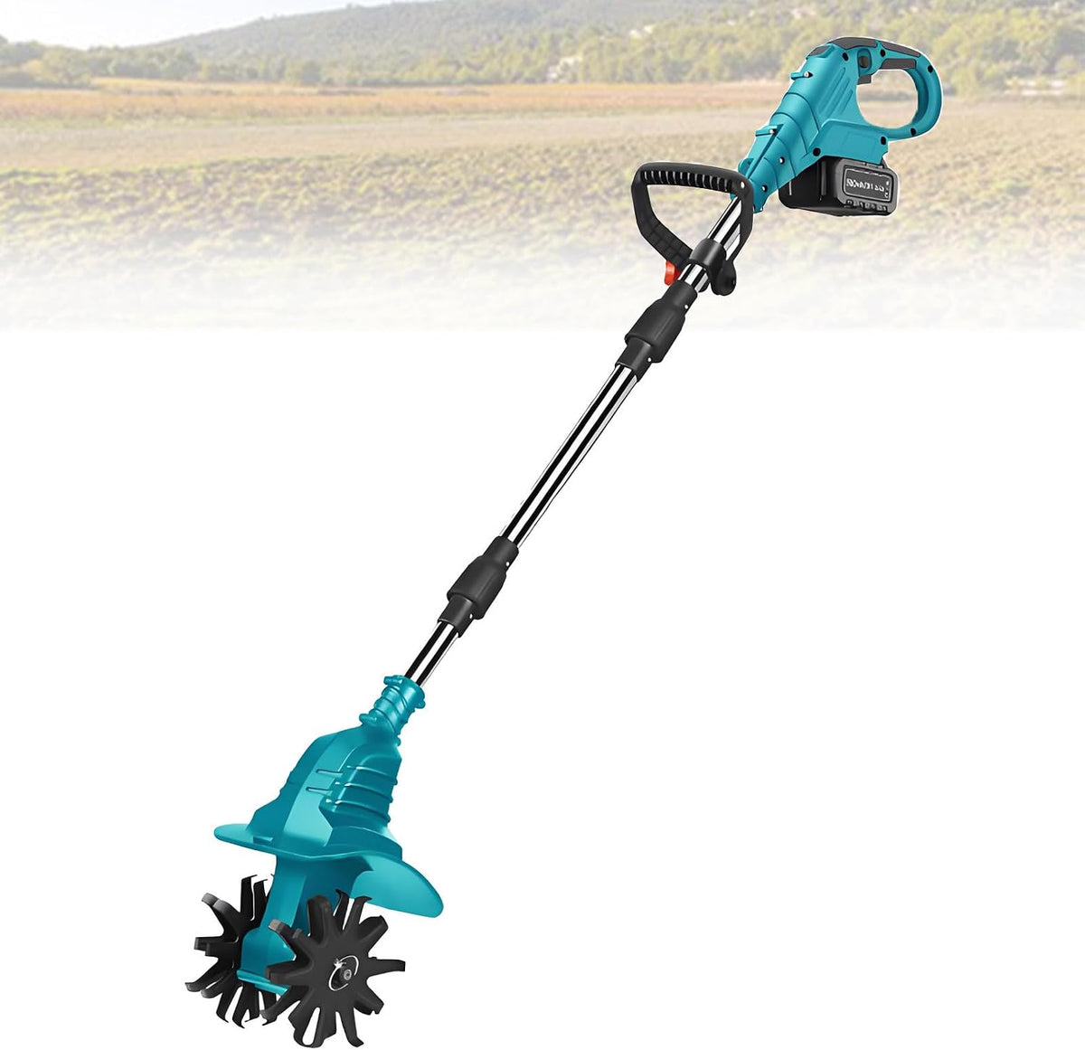 motoculteur LwiftGal | 140 cm x 28 cm, 21 V – 270 Tr/Min | 20 Cm, 25 Cm – Bleu/Noir | Sans Fil, Jardinage – 1 Ou 2 Batteries