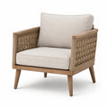Fauteuil en bois et corde tressée, beige et marron naturel, 78 x 82 x 84 cm