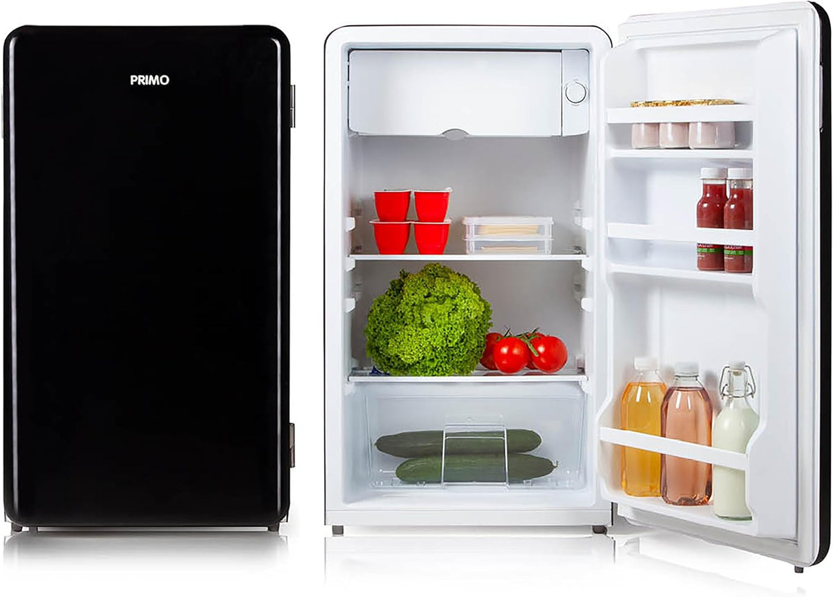 réfrigérateur PRIMO | frigo, 93 L – Noir/Blanc | PR151RKZ Table Top Rétro - Pose Libre - - E - Noir