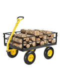 Chariots à 2roues VEVOR | 544,31 kg, 330 mm – Jaune/Noir | Chariot de Jardin Transport, Côtés Amovibles en Maille
