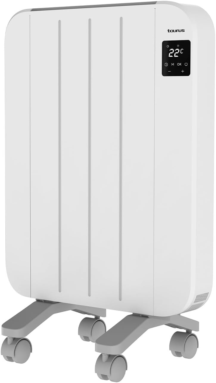 Radiateurs TAURUS – 1000 W | Blanc/Gris, Radiateur Électrique Nepal 1000 – 4 éléments | Installation Murale ou sur Pied