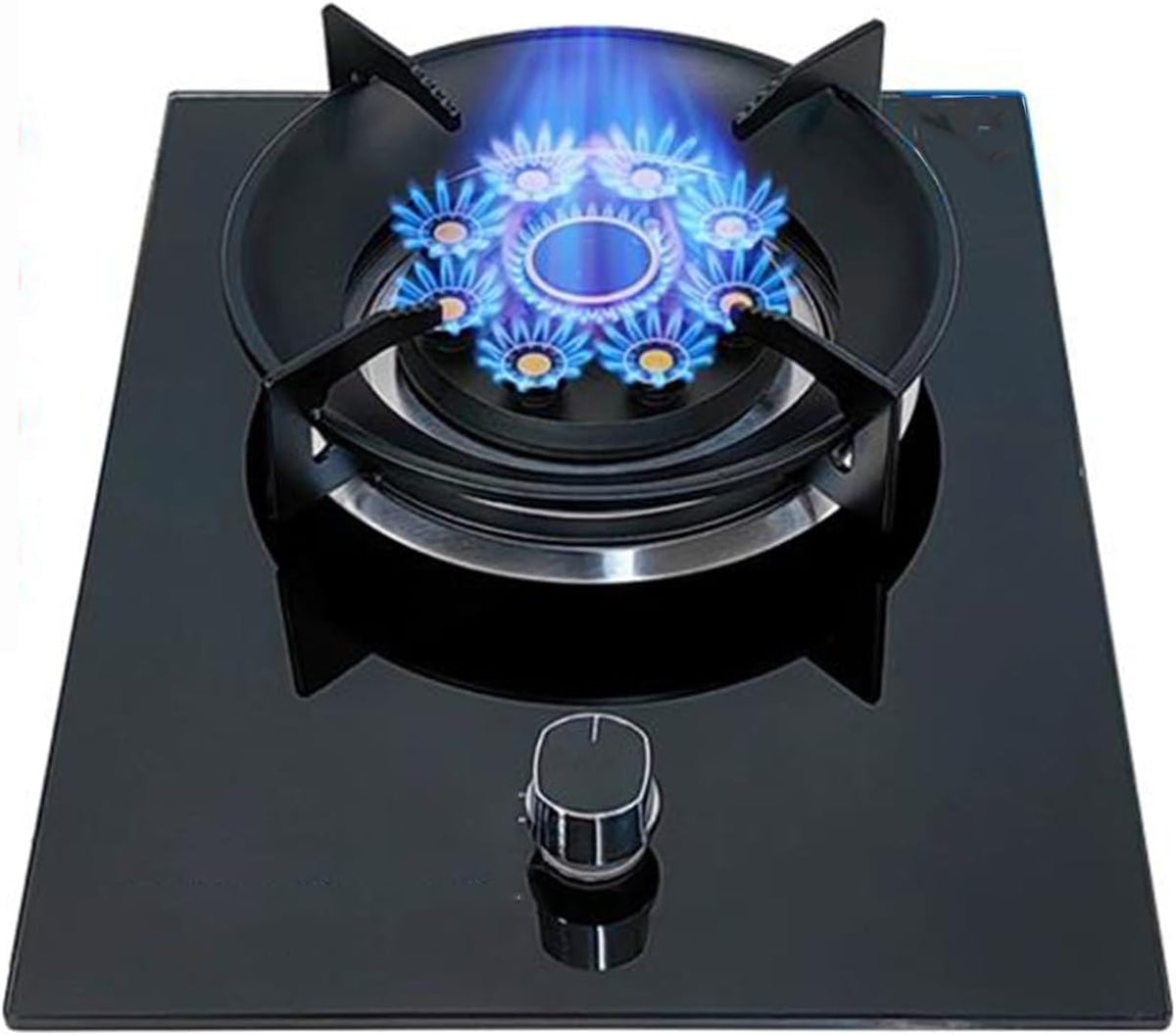 Réchaud Tables de cuisson, 5,2 kW – Noir | à gaz 1 brûleur avec 9 cavités, verre trempé et grille de casserole en fonte