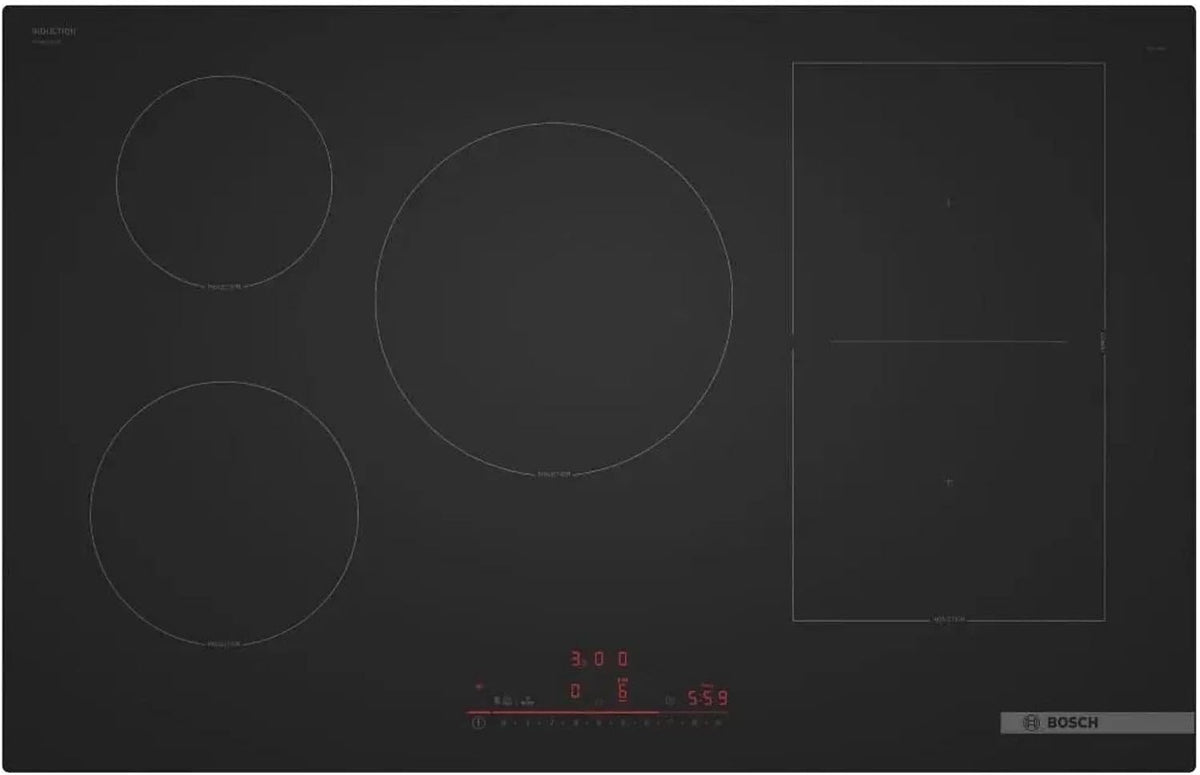 table de cuisson Bosch – 80 cm | Noir, PVW81CHB1E Série 6 Plaque de cuisson à induction – surface mate pour 5 fois moins de rayures