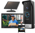 TMEZON panneau solaire, Noir – Visiophone sans Fil | Kit Interphone Vidéo WiFi 1080P, Ecran Tactile Couleur 7''