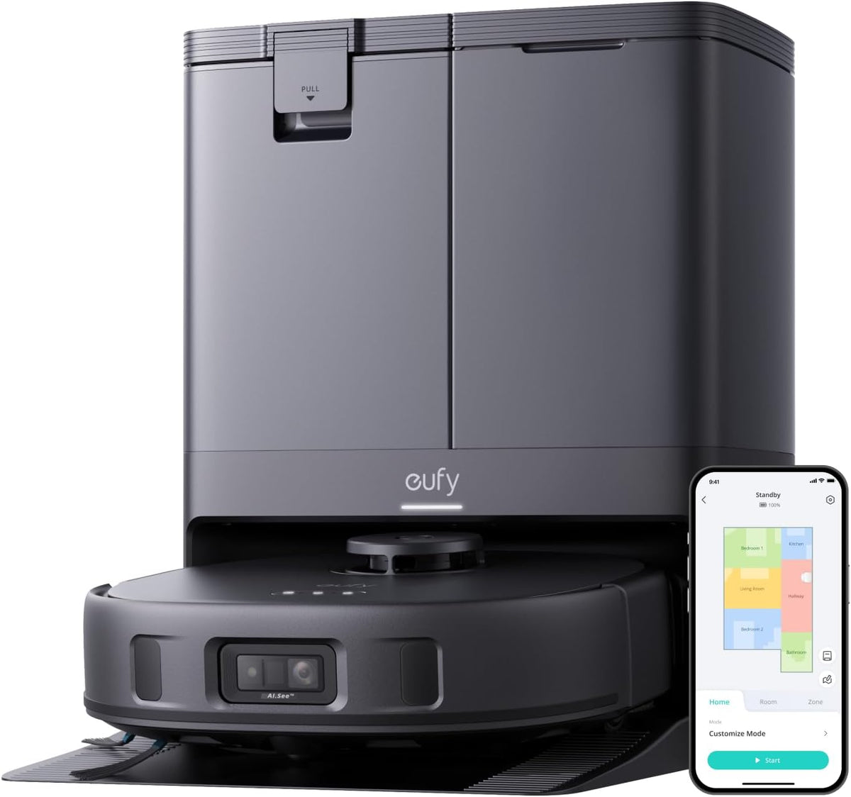robot aspirateur eufy – Noir | X10 Pro Omni Aspirateur Robot avec Station, 8 000 Pa – Lavage et Séchage Automatique des Patins de Nettoyage