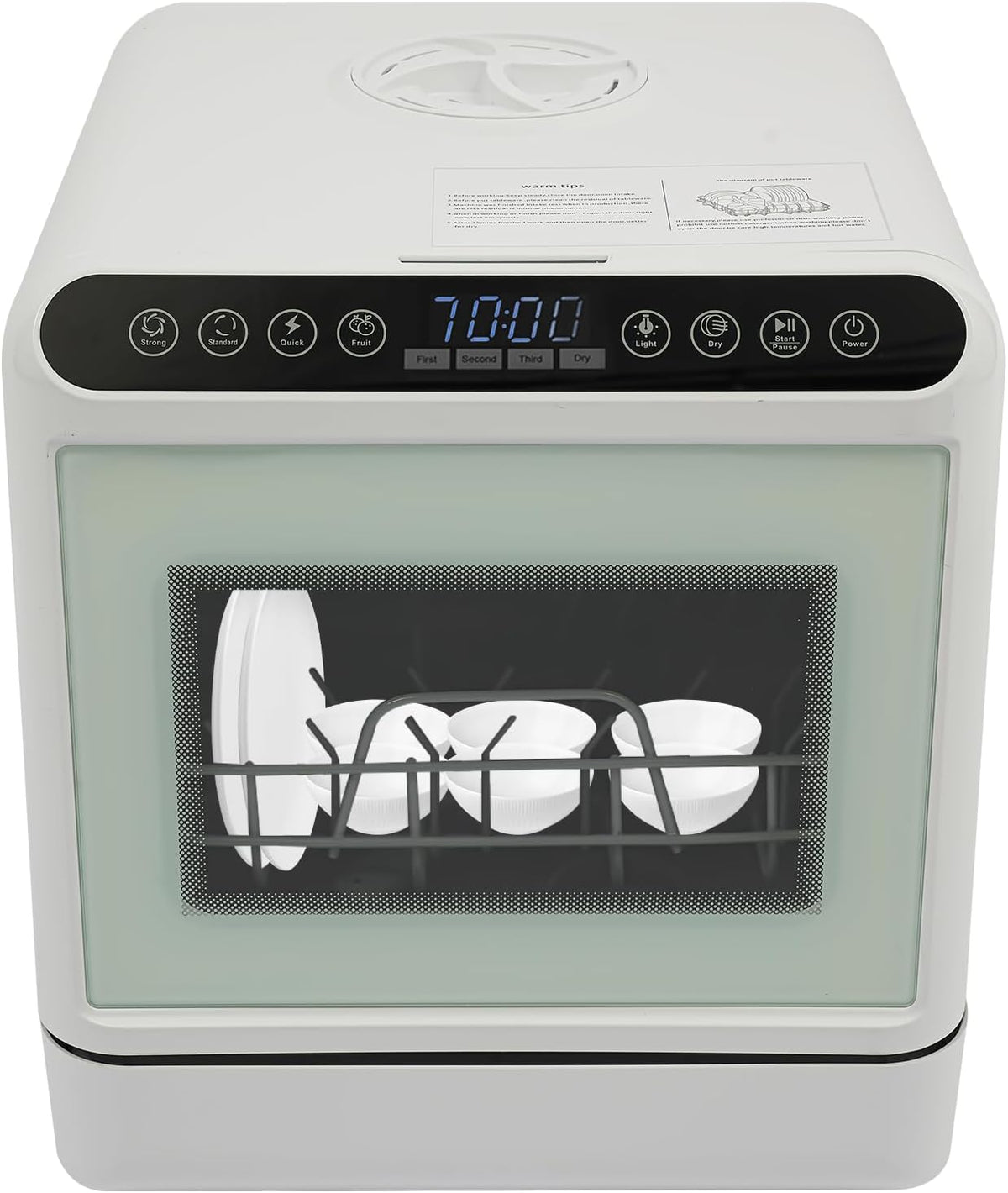 Lave-vaisselles compacts HIKUUER – QLK-T18 | 41 x 46 x 46 cm, 1100 W – 220 V-240 V | 50 Hz, 52 dB – blanc | Mini lave-vaisselle