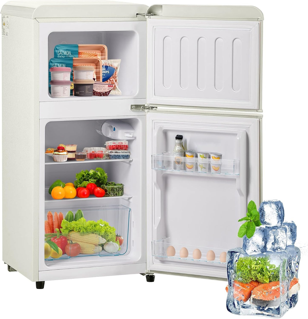réfrigérateur WEALTHKING – frigo | Blanc, combiné moderne deux portes avec rangement structuré – ventilation interne performante