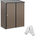 Abris de jardin Outsunny – 161,5 x 94,5 x 196 cm | Marron/Gris, Maisonnette de Jardin en Acier Porte-Outils