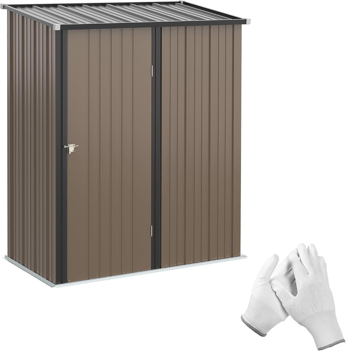 Abris de jardin Outsunny – 161,5 x 94,5 x 196 cm | Marron/Gris, Maisonnette de Jardin en Acier Porte-Outils