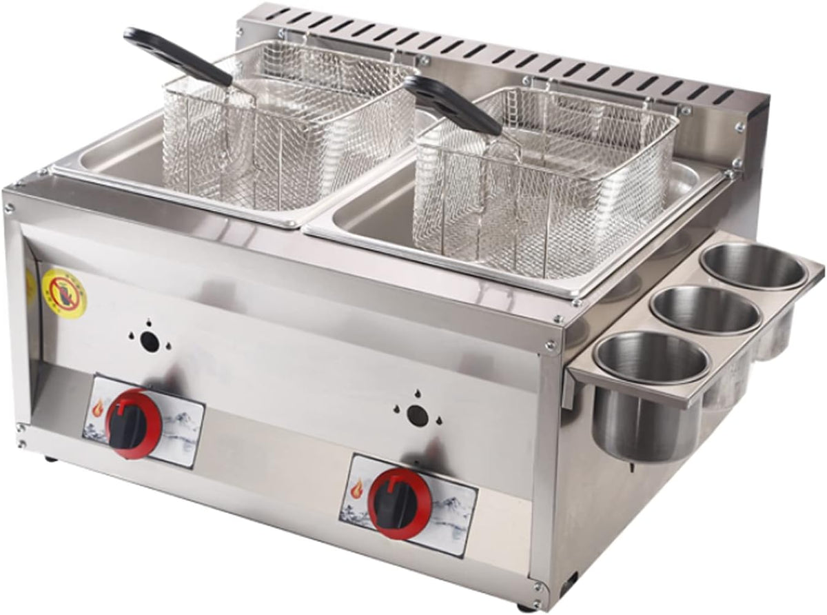 DJXLMN Friteuses, 20 L – Argent/Rouge