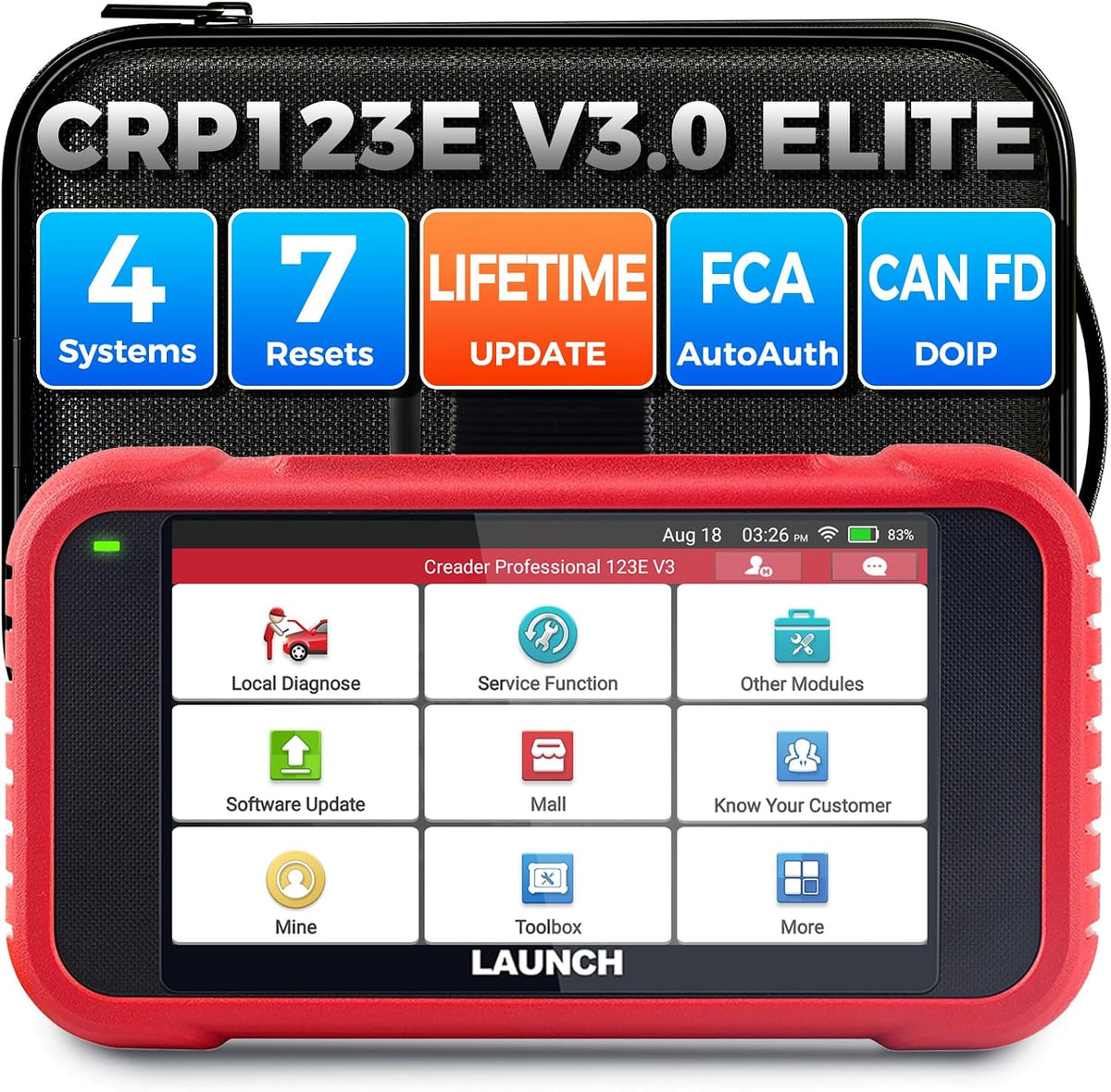 LAUNCH Outils diagnostics pour système de moteur OBD-II, Rouge/Noir – OBD2 Scanner CRP123E OBD2 Valise Diagnostic Auto