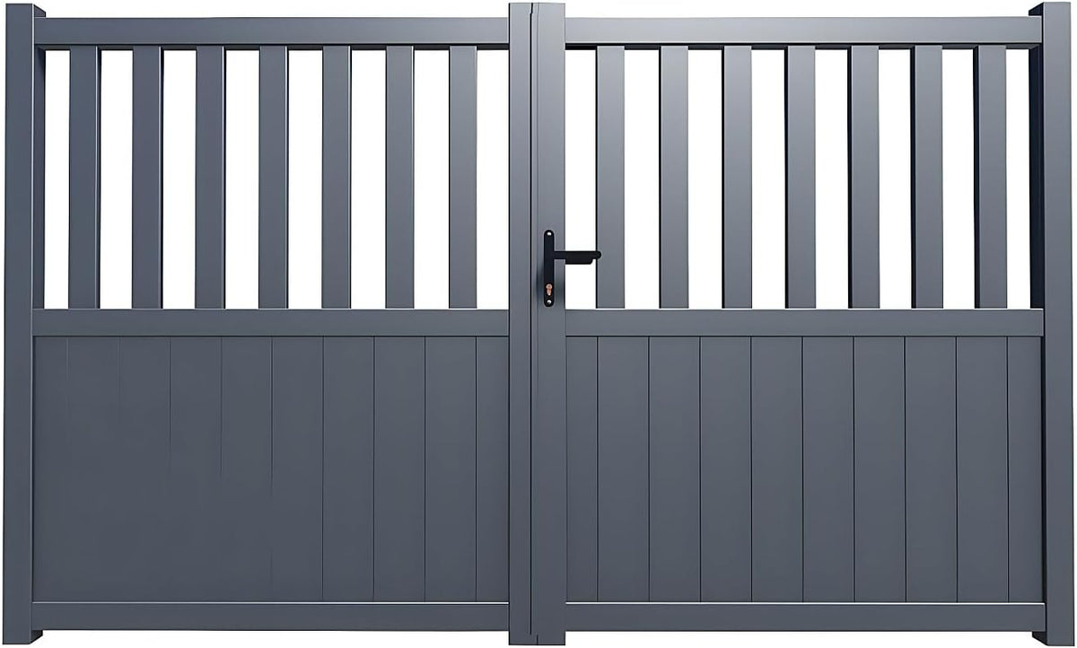 Vente Abris de jardin, Anthracite – Portail battant aluminium semi plein L321 x H148 cm TARNOS II