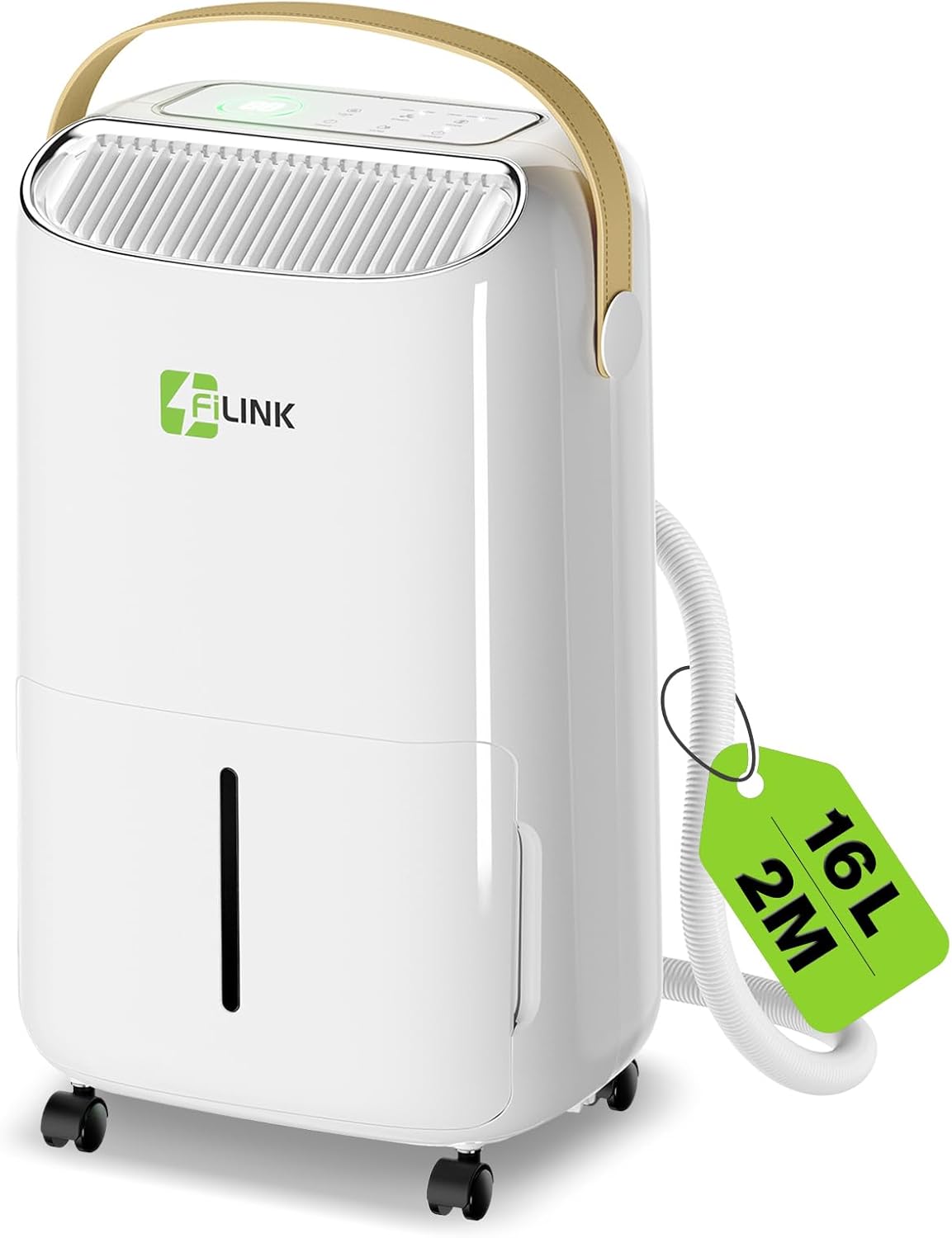 FILINK déshumidificateur, 16 L – 110 m | 45 m, Blanc – Deshumidificateur d Air /Jour | Electrique, Minuterie 24H