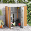 Abris de jardin Gecheer – 161 x 89 x 159 | 161 cm, acier galvanisé – métal | plastique, Marron/Gris – Abri à Outils de Jardin Acier Galvanisé