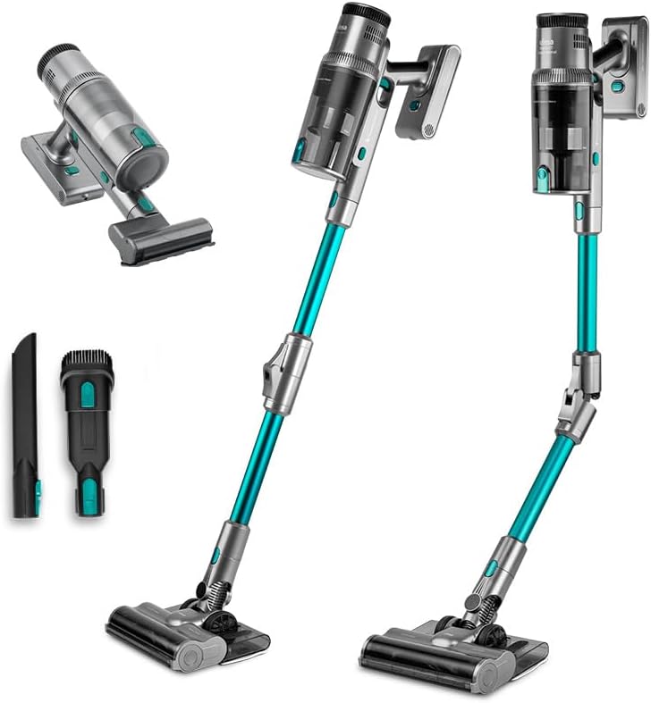 aspirateur balai sans fil Ufesa | aspirateur sans fil, 500 W – 29,6 V | 26 kPa, Argent/Turquoise – U7 Digital Pro Wash
