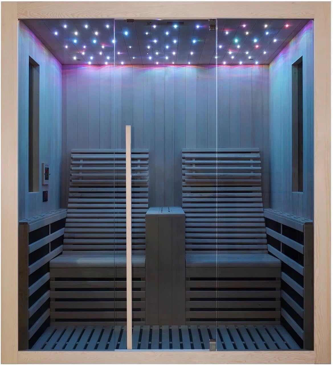 Sanotechnik équipement de sauna, Bois/Blanc/Noir – Cabine infrarouge sauna infrarouge Carbon 2 | 2 personnes