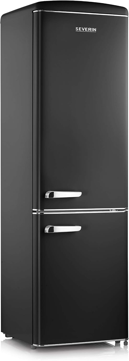réfrigérateur Severin | frigo, 55 cm – 244 L | Noir, Congélateur combiné – Pose libre | Longueur, Classe D – Combiné design Rétro