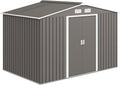 Outsunny Abris de jardin, 5,4 m – 277 x 195 x 192 cm | Gris/Blanc, Abri de Jardin en Acier galvanisé XXL ² avec kit de Fondation