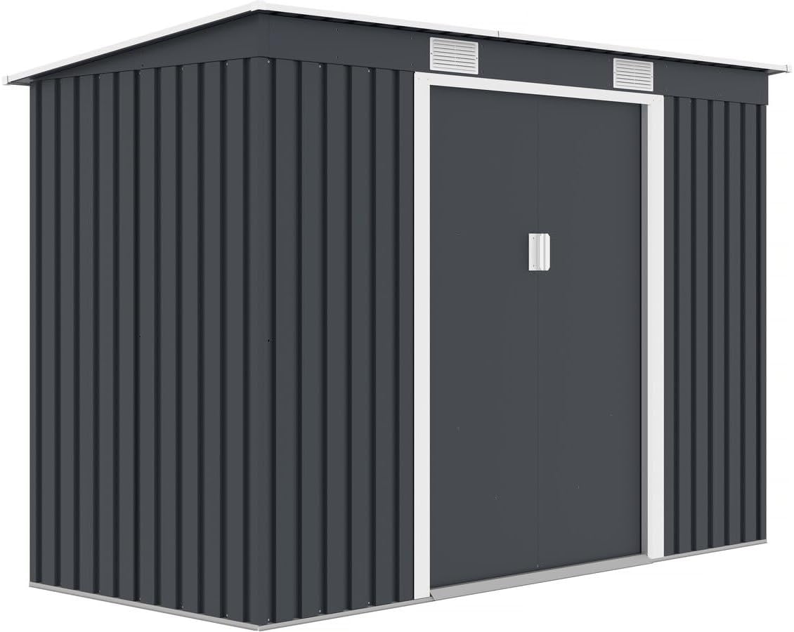 Habitat et Jardin Abris de jardin, 121 x 261 x 176 cm – 3,14 m2 | Gris, Abri de Jardin métal monopente Austin