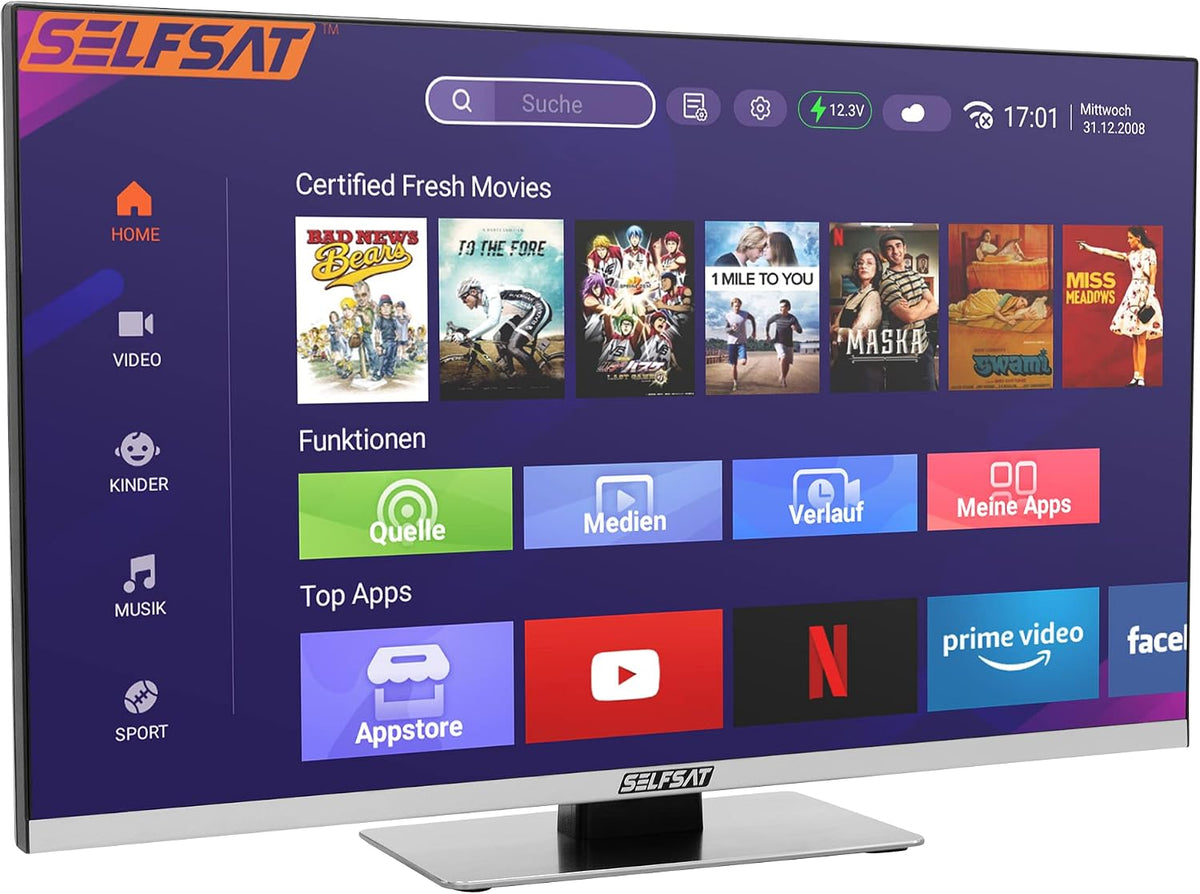 téléviseur Selfsat | TV, 60 cm – Noir/Argent