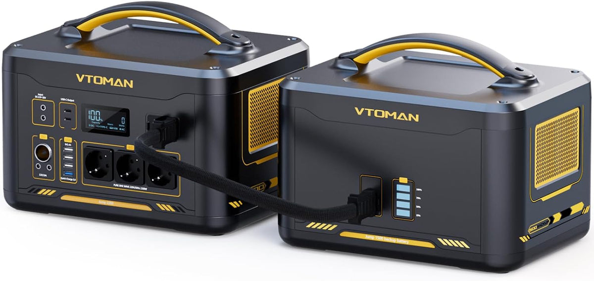 groupe électrogène VTOMAN | 2200 W, 3096 Wh – Noir/Jaune | Sortie CA/Sortie USB/QC 3.0 pour Camping extérieur