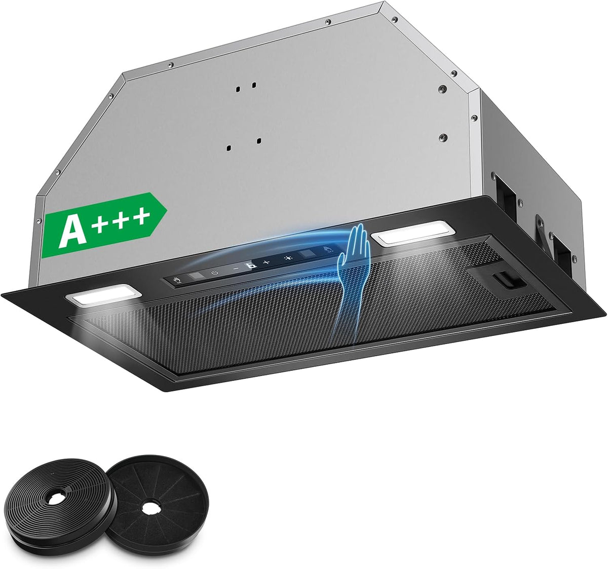 hotte aspirante KICHPOWER | 52 cm, 750 m – Argent/Noir | Encastrable, Hotte Encastrée – Commande Gestuelle & Tactile