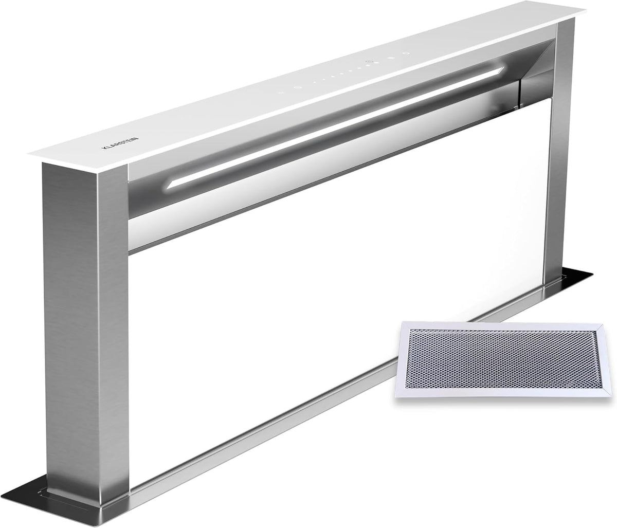 KLARSTEIN hotte aspirante, 720 m – Argent/Blanc | Royal Flush Eco Hotte De Plan De Travail - A++ Énergie, Silencieuse