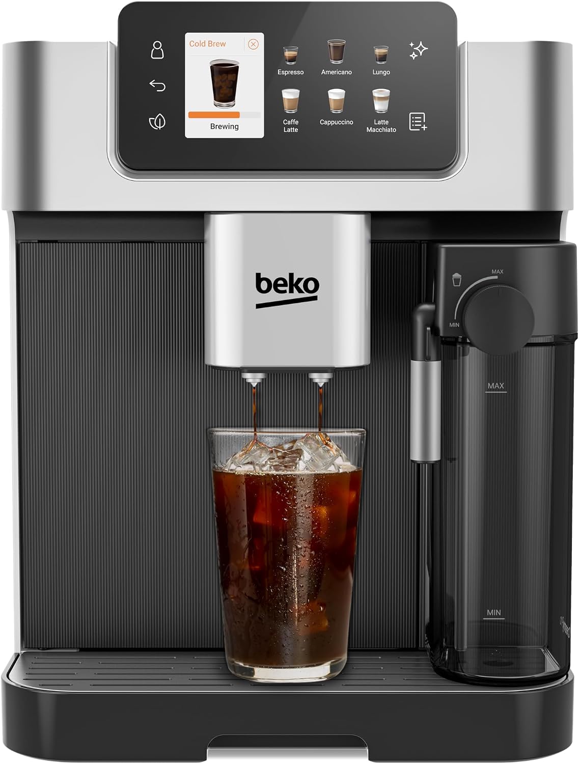 Beko machine à café, cafetière – Noir/Argent | Machine Expresso automatique, café en grains ou moulu