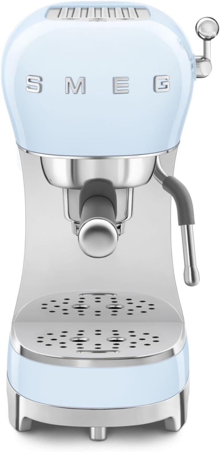 machine à café Smeg – cafetière | 1 L, 1350 W – Bleu Azur | Expresso Manuelle ECF02PBEU, Système Thermoblock et Buse Vapeur