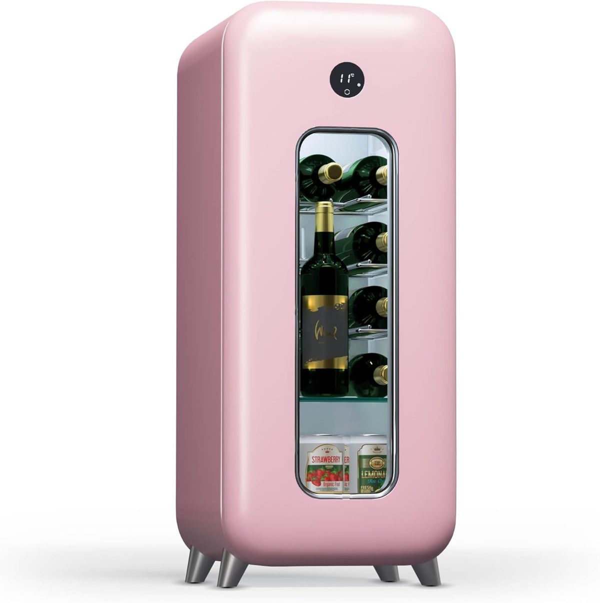 armoire KLARSTEIN, Rose – Cave a Vin | Caves à Vin de Conservation, Porte en Verre – Cave a Vins à Zone | Bar Int/Ext