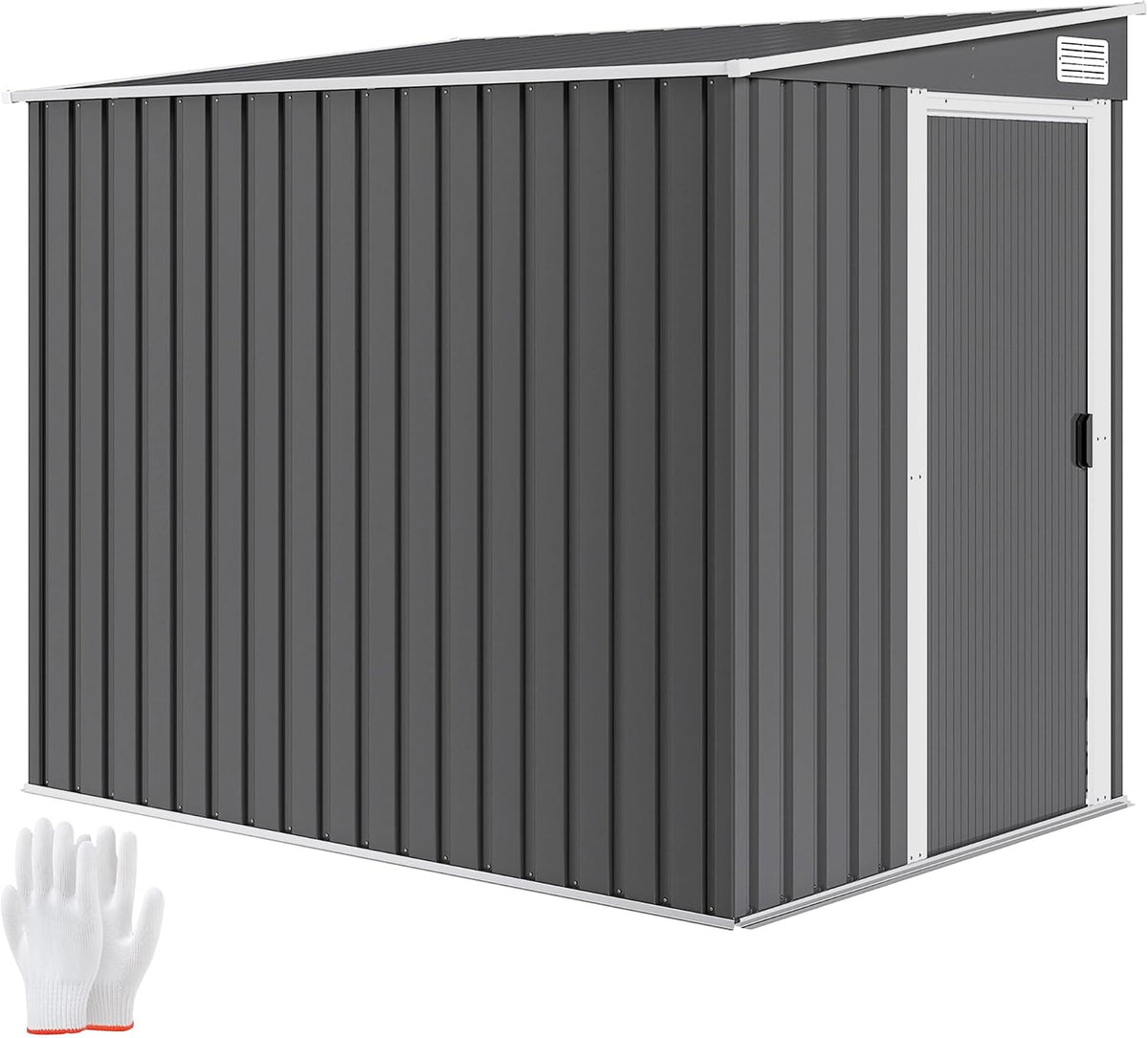 Abris de jardin Outsunny – 2,81 m | 154x206,5x181 cm, Gris/Blanc – Abri de Jardin en métal ² avec kit de Fondation