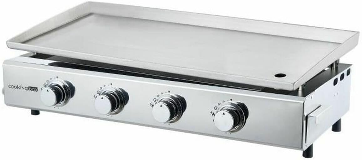 COOKINGBOX plancha, 84 x 34 cm – Argent | a gaz - 4 Feux - Brasilia - Tout INOX - Surface Cuisson - XXL