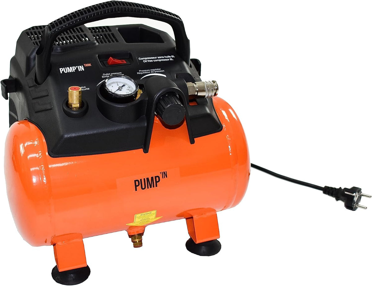 Outillage électroportatif Pump'in – 6 L | Noir/Orange, Pumpin - TANK- Compresseur Portable avec Réservoir