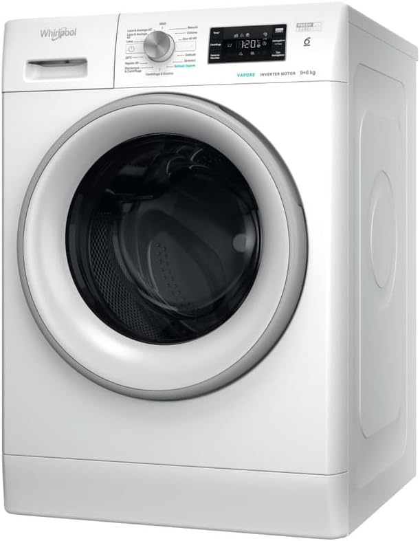 Whirlpool onduleur, 9 kg – Blanc | Séchoir à linge autoportant classe D 1400 tours - FFWDB 96436 SV IT
