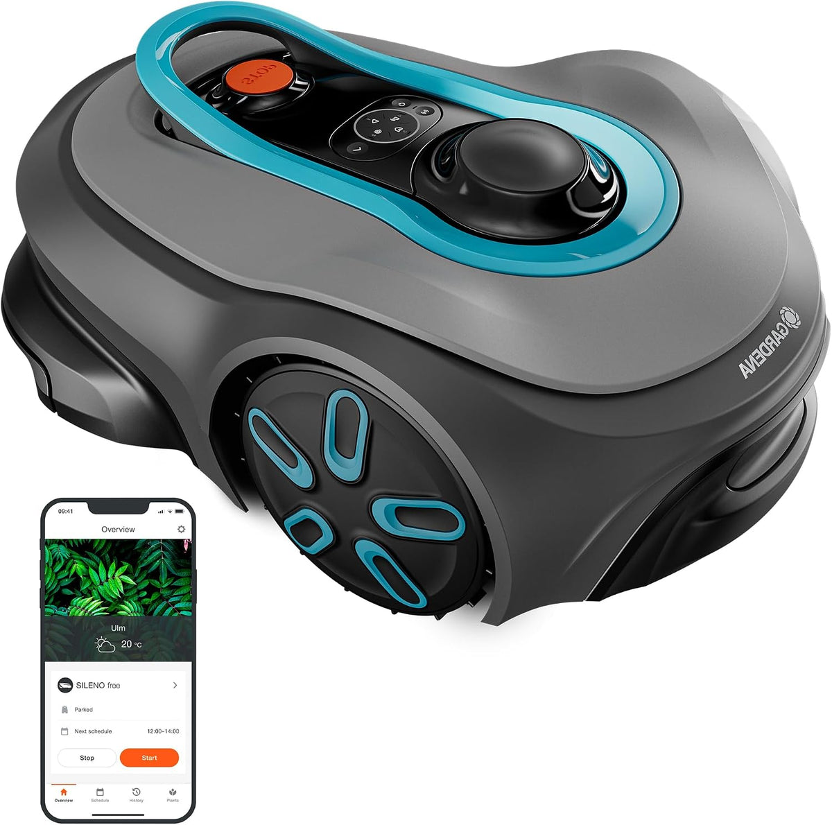 Tondeuses robot Gardena | 1100 m, 100 m – Noir/Gris/Bleu | Smart SILENO Free Set ² Robot Tondeuse, sans Fil – pelouses jusqu'à 1 ²