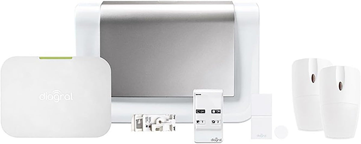 Alarmes maison Diagral – Blanc/Gris | Pack Alarme connectée Compatible Animaux DIAG17CSF