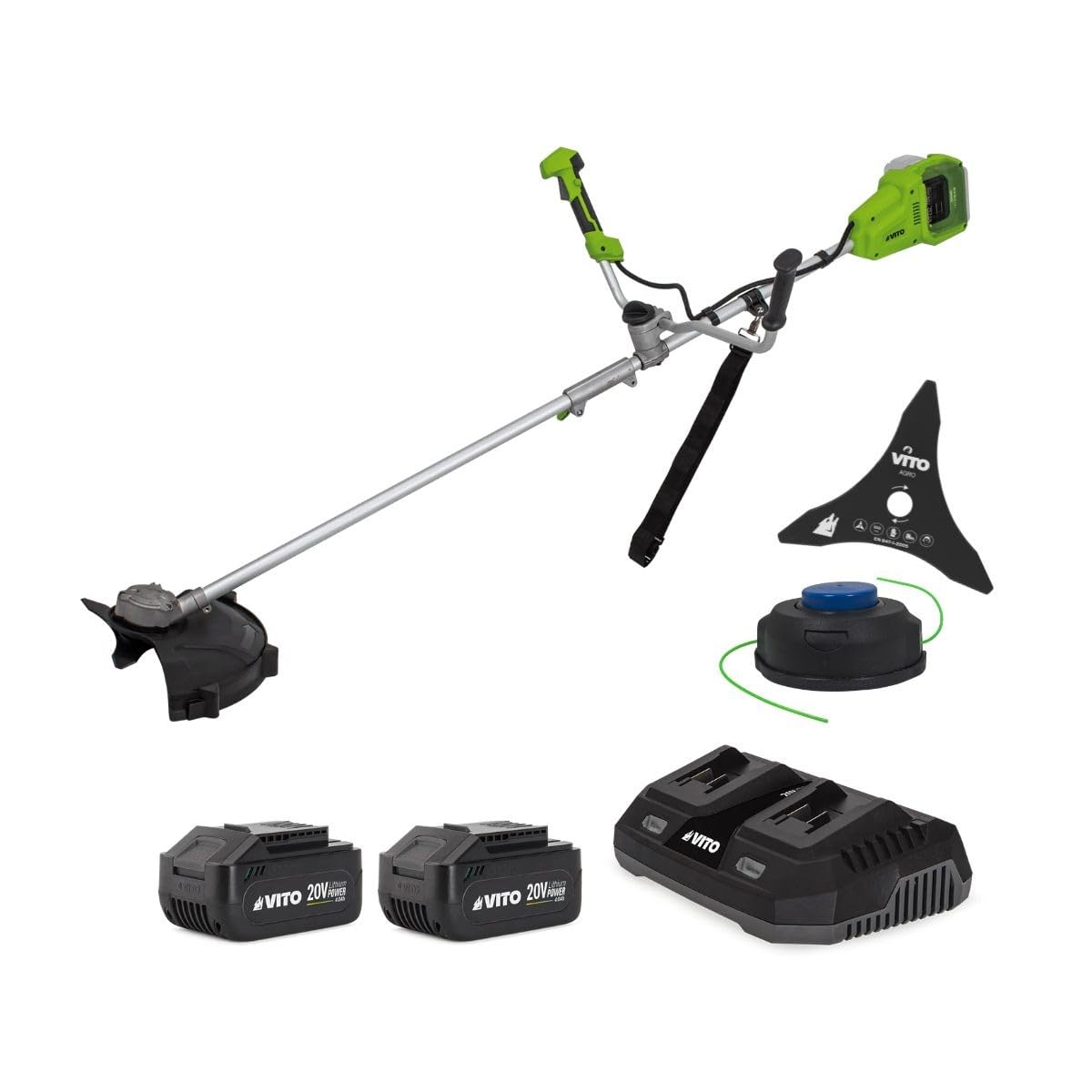 débroussailleuse VITO | 40 V, 4.0 Ah – Argent/Noir/Vert