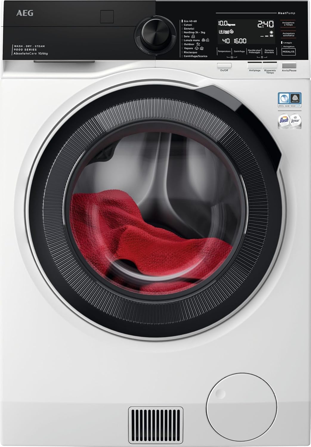 lave-linge AEG | machine à laver, 10 kg – 1351 tr/min | blanc, LR7FH104VY frontal