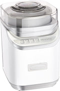 sorbetière CUISINART | 2 litres, Blanc/Argent – Ice 60WP1 Cool Creations Machine à glace en plastique sans compte à rebours