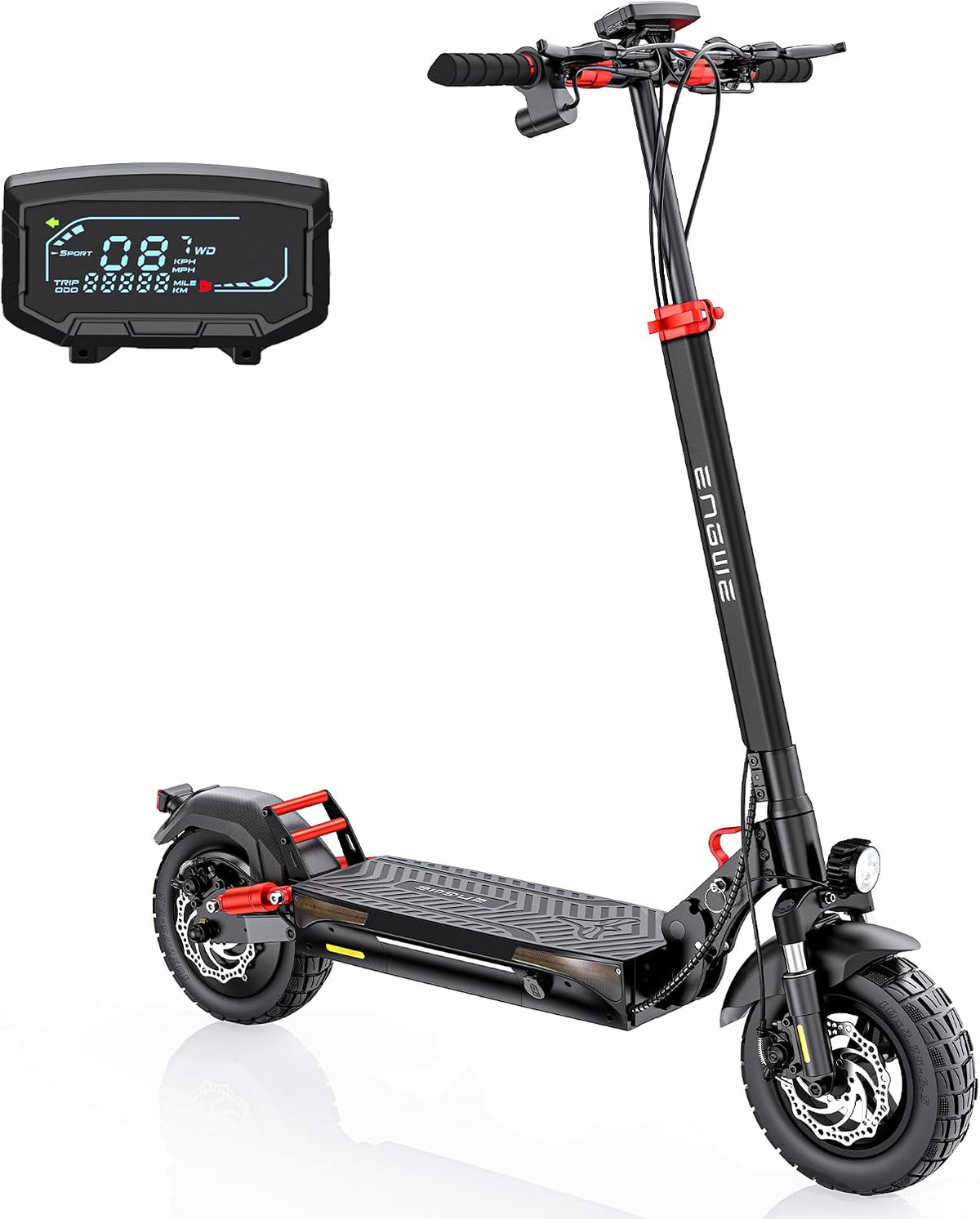 ENGWE Trottinettes électriques, 648 Wh – 864 Wh | Noir/Rouge, E-Scooter Trottinette Électrique Pliable avec Batterie De
