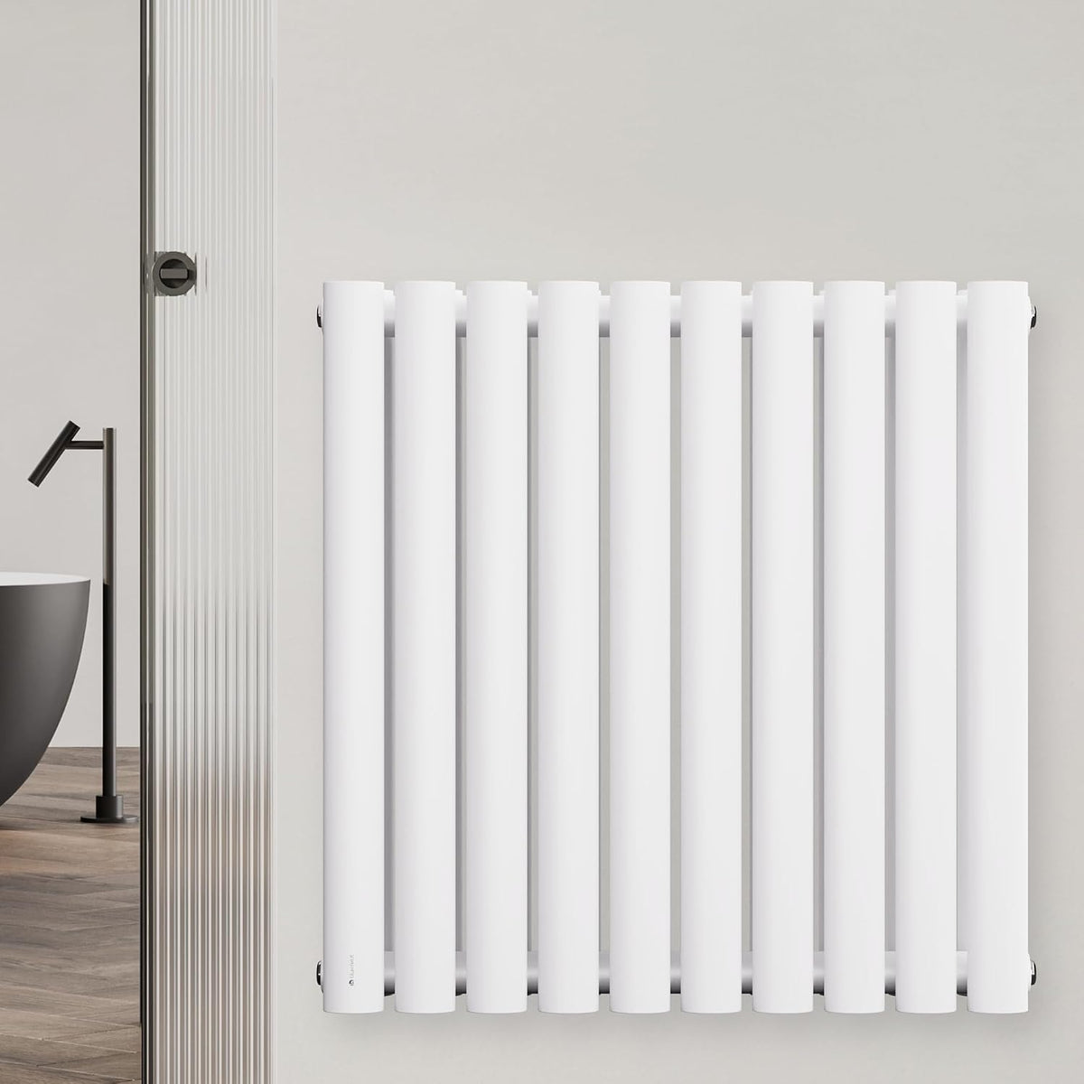bureau blumfeldt | 707 W, 60x60 cm – Blanc | Radiateur Mural, Acier Poudré – Double Couche | Raccordement Central ½