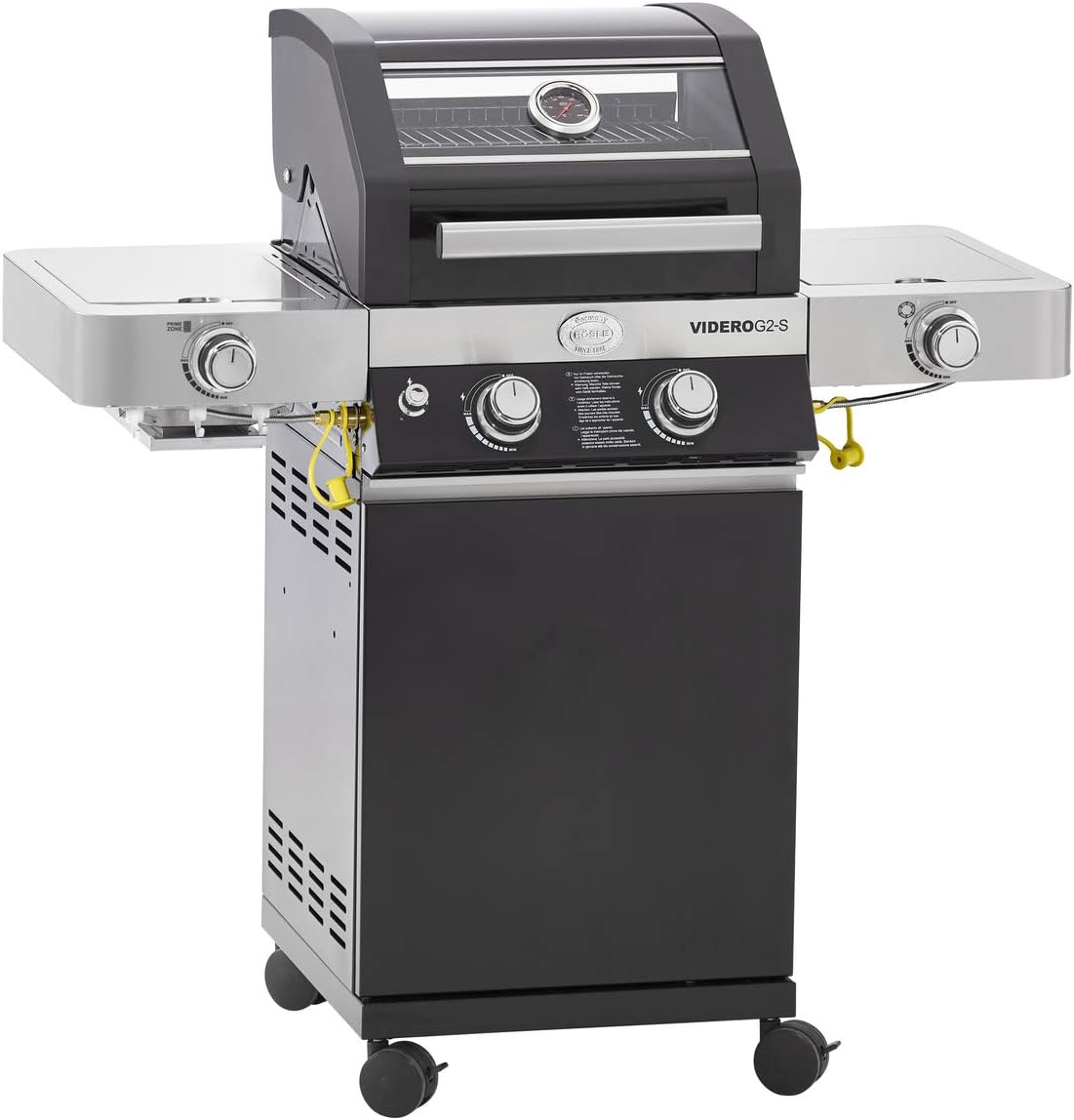 Barbecues au gaz naturel RÖSLE – Noir/Argent | Unité de barbecue à gaz VIDERO G2-S noir, gril avec 2 brûleurs en acier inoxydable