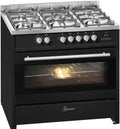table de cuisson Gurari | 90 cm, 121 L – 4,0 kW | Noir/Argent, Cuisinière à gaz électrique – Range Coocker | plaque de cuisson à gaz